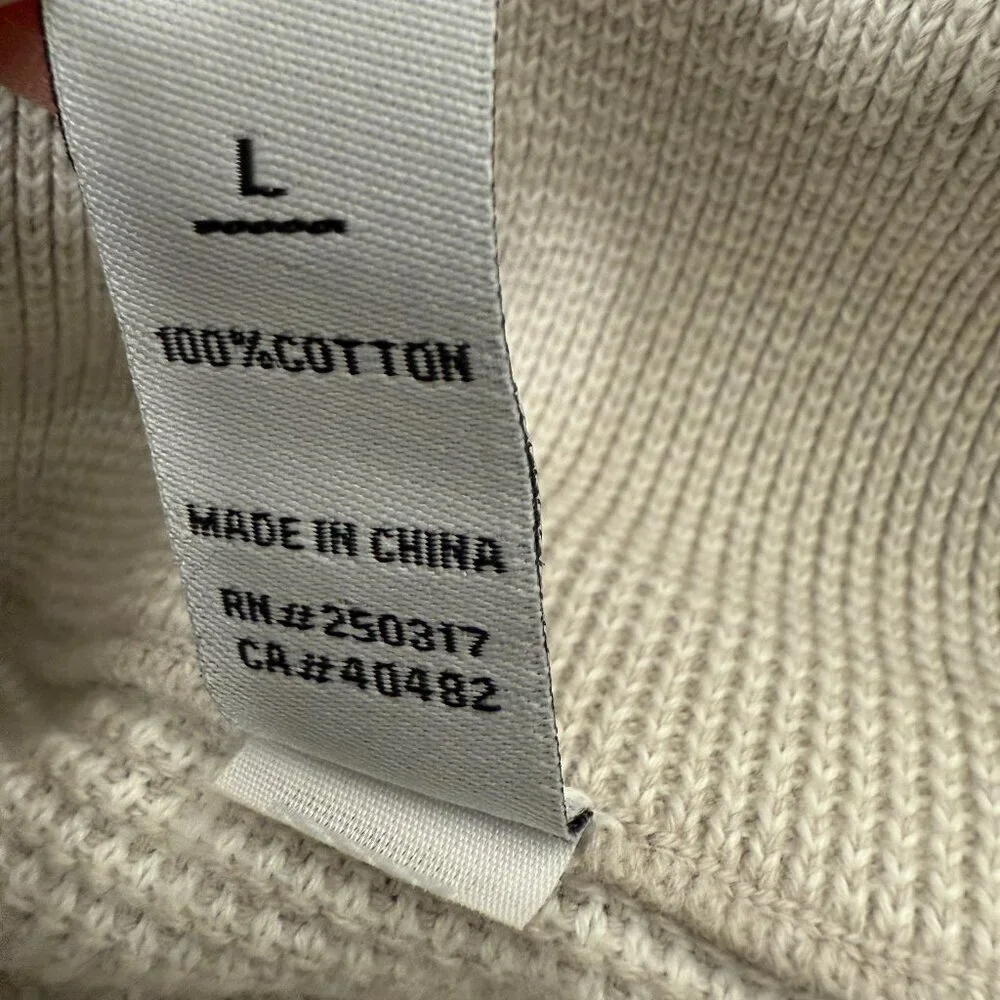 Varley Buckingham Sweater Large Oatmeal Knit Drawstring Hem Quarter Zip Pullover - Picture 3 of 8